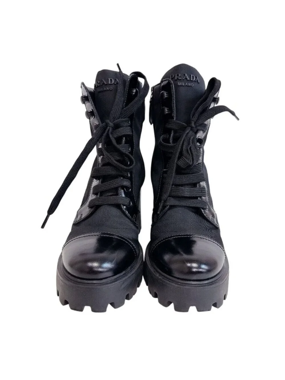 Prada Booties Heels Sneakers Brands Lace Up Short Boots Triangle Logo